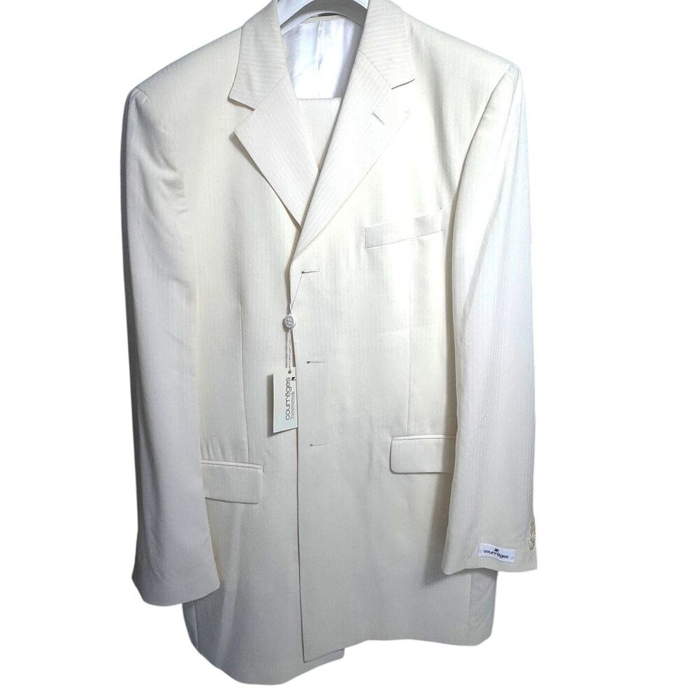Courrèges Homme Men's Ivory Virgin Wool 2 Piece Designer Suit France US 38